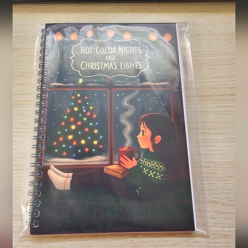 Hot Cocoa Nights & Christmas Lights Lined Journal – Cozy Holiday Aesthetic – New